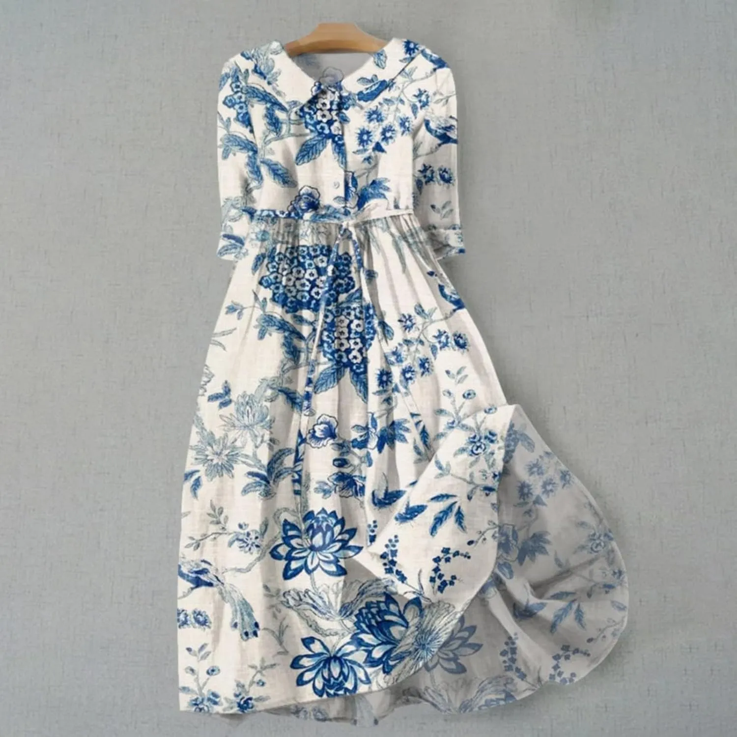 Womens Button Down Dress Floral Boho Short Sleeve Dresses Fashion Korean Style Plus Size Midi Dress