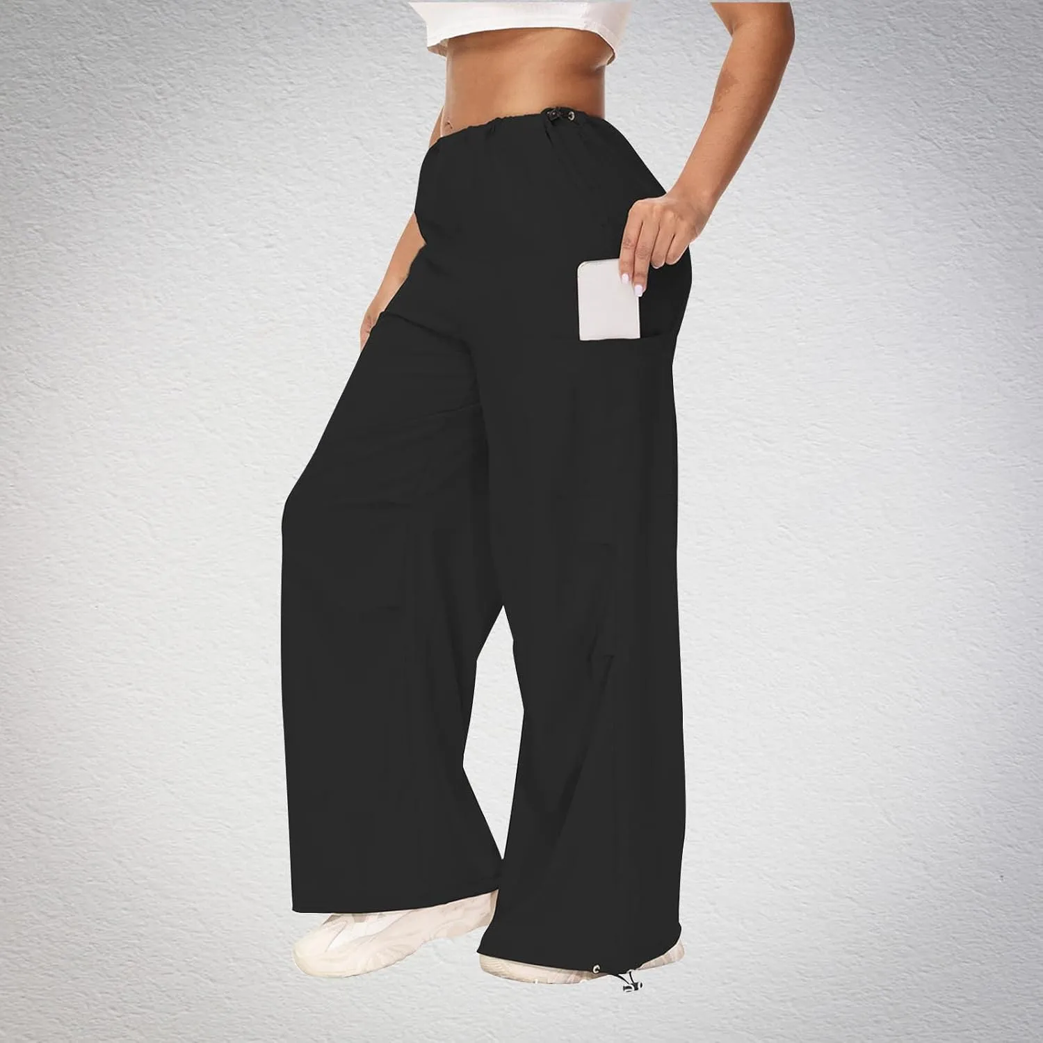 Womens Cargo Jeans with Pockets Straight Wide Leg Trousers High Waisted Baggy Jeans Y2K Streetwear Pants Women