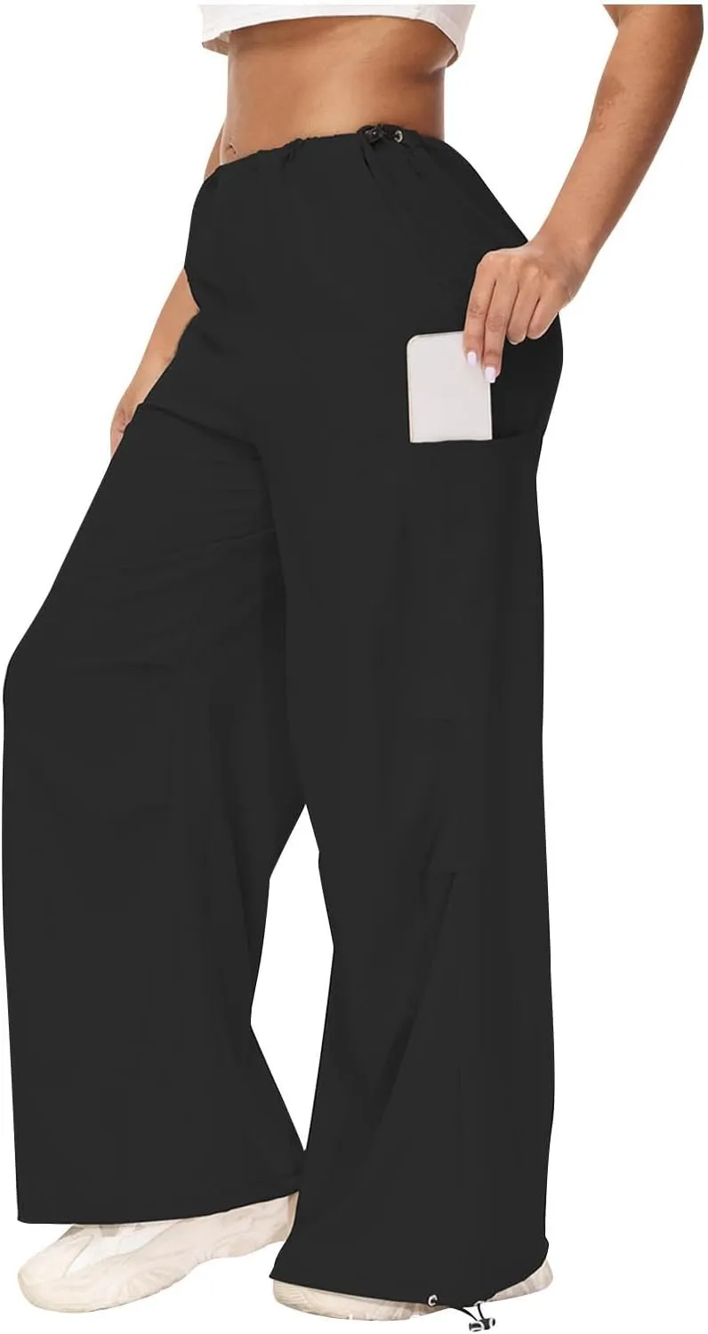 Womens Cargo Jeans with Pockets Straight Wide Leg Trousers High Waisted Baggy Jeans Y2K Streetwear Pants Women