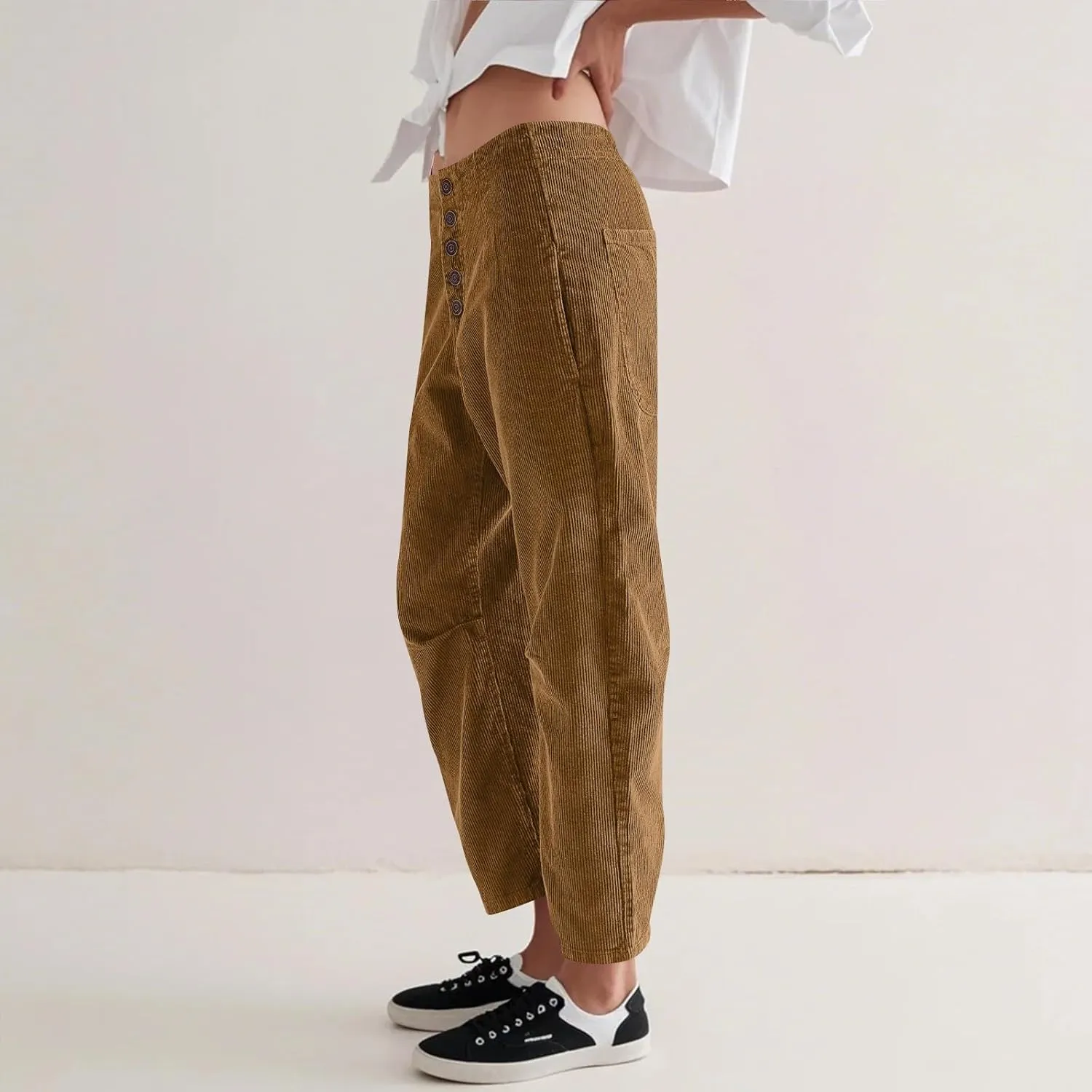 Womens Cargo Pants Button Travel Gym Y2K Straight Leg High Waisted Hiking Pants Baggy Trendy Multiple Pocket Trousers