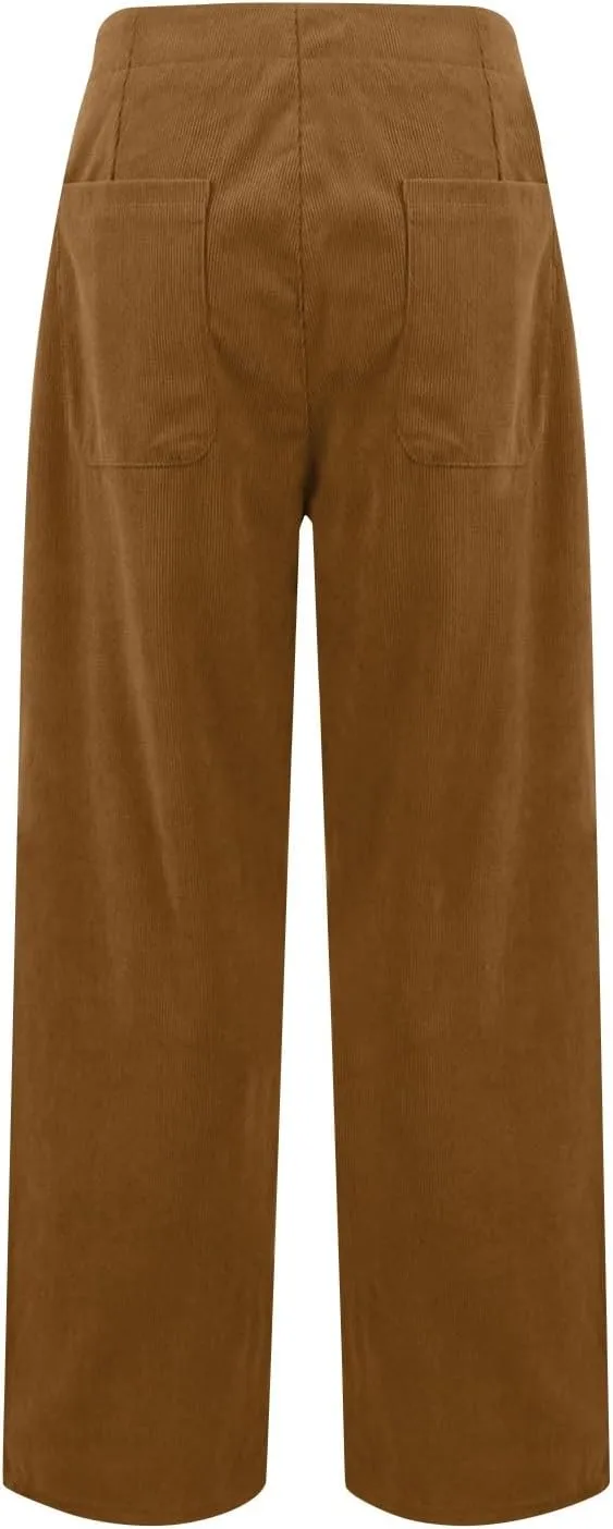 Womens Cargo Pants Button Travel Gym Y2K Straight Leg High Waisted Hiking Pants Baggy Trendy Multiple Pocket Trousers