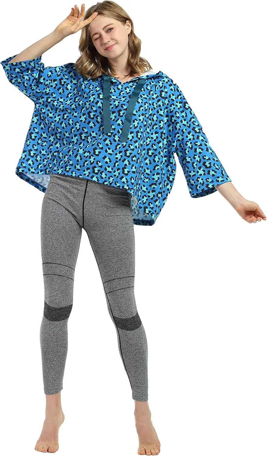 Women’s Casual Cropped Hoodie, 3/4 Sleeve Loose Pullover Sweatshirt Crop Top