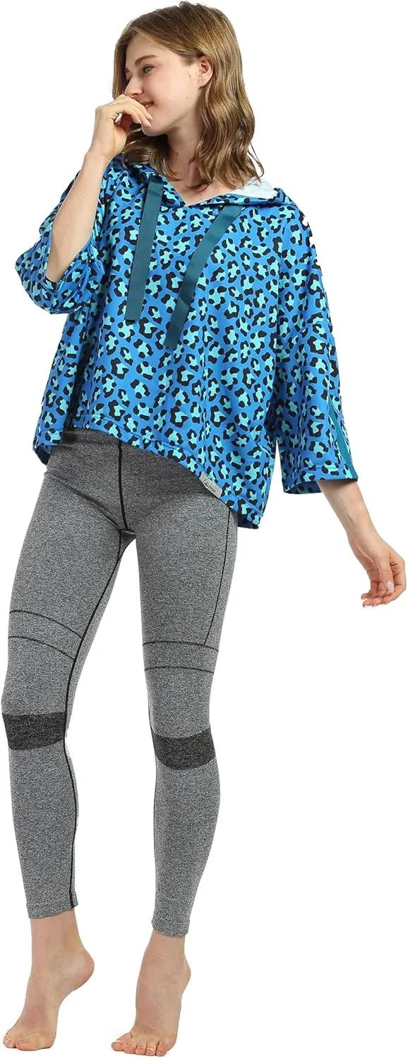 Women’s Casual Cropped Hoodie, 3/4 Sleeve Loose Pullover Sweatshirt Crop Top