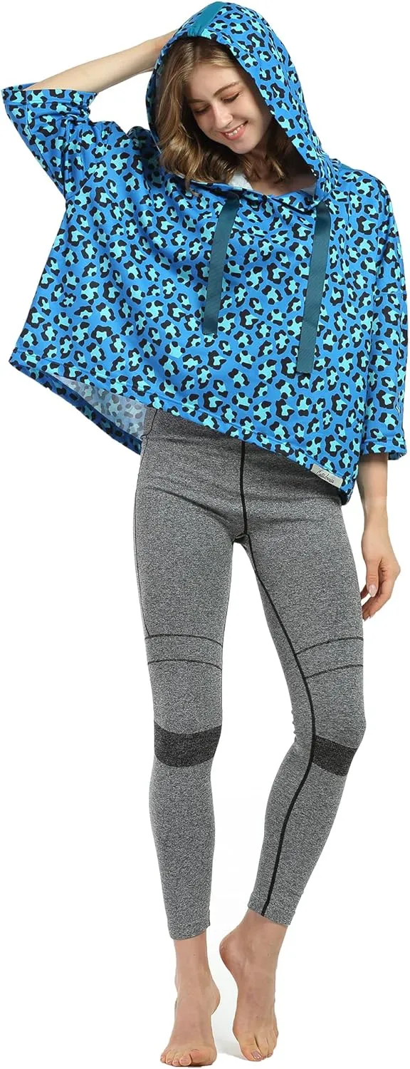 Women’s Casual Cropped Hoodie, 3/4 Sleeve Loose Pullover Sweatshirt Crop Top