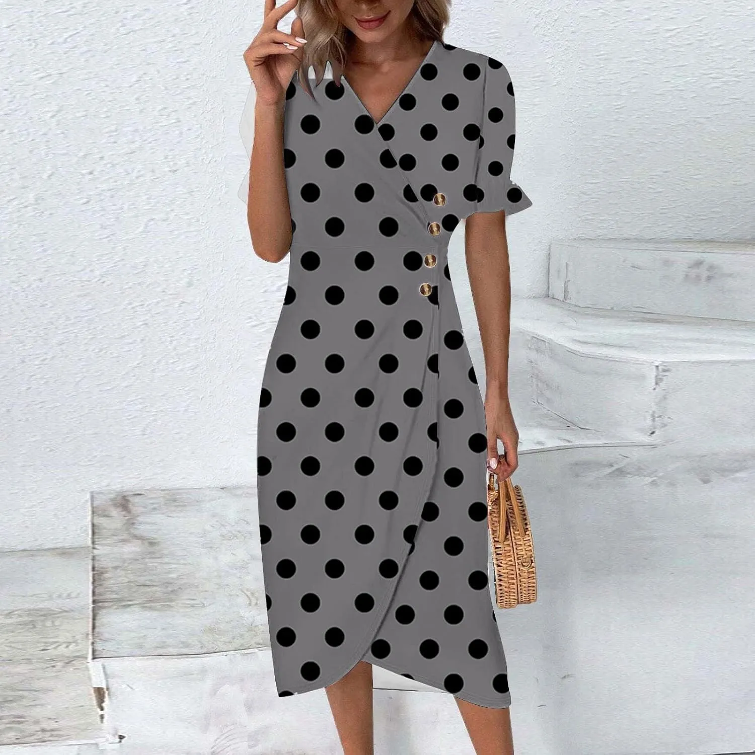 Women's Casual Summer Ruffle Short Sleeve T Shirts Maxi Dress 2025 Spring V Neck Flowy Tiered Boho Beach Dresses