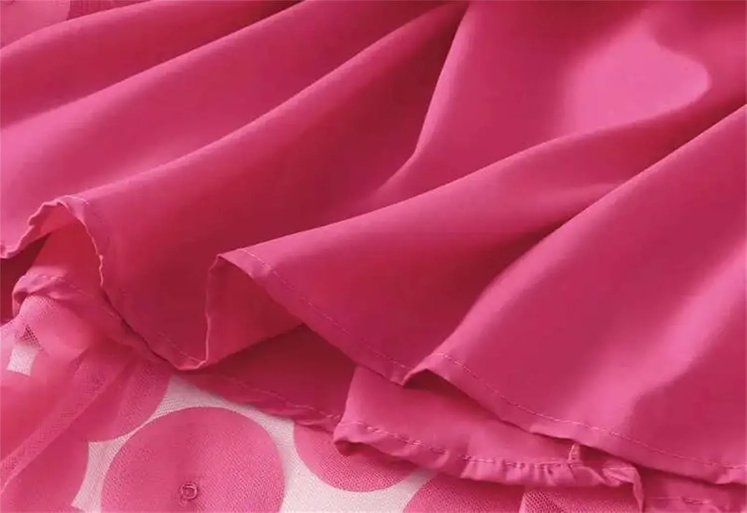Women's Circular Applique Mesh Long Skirts Summer Korean High Waist A-Line Skirts