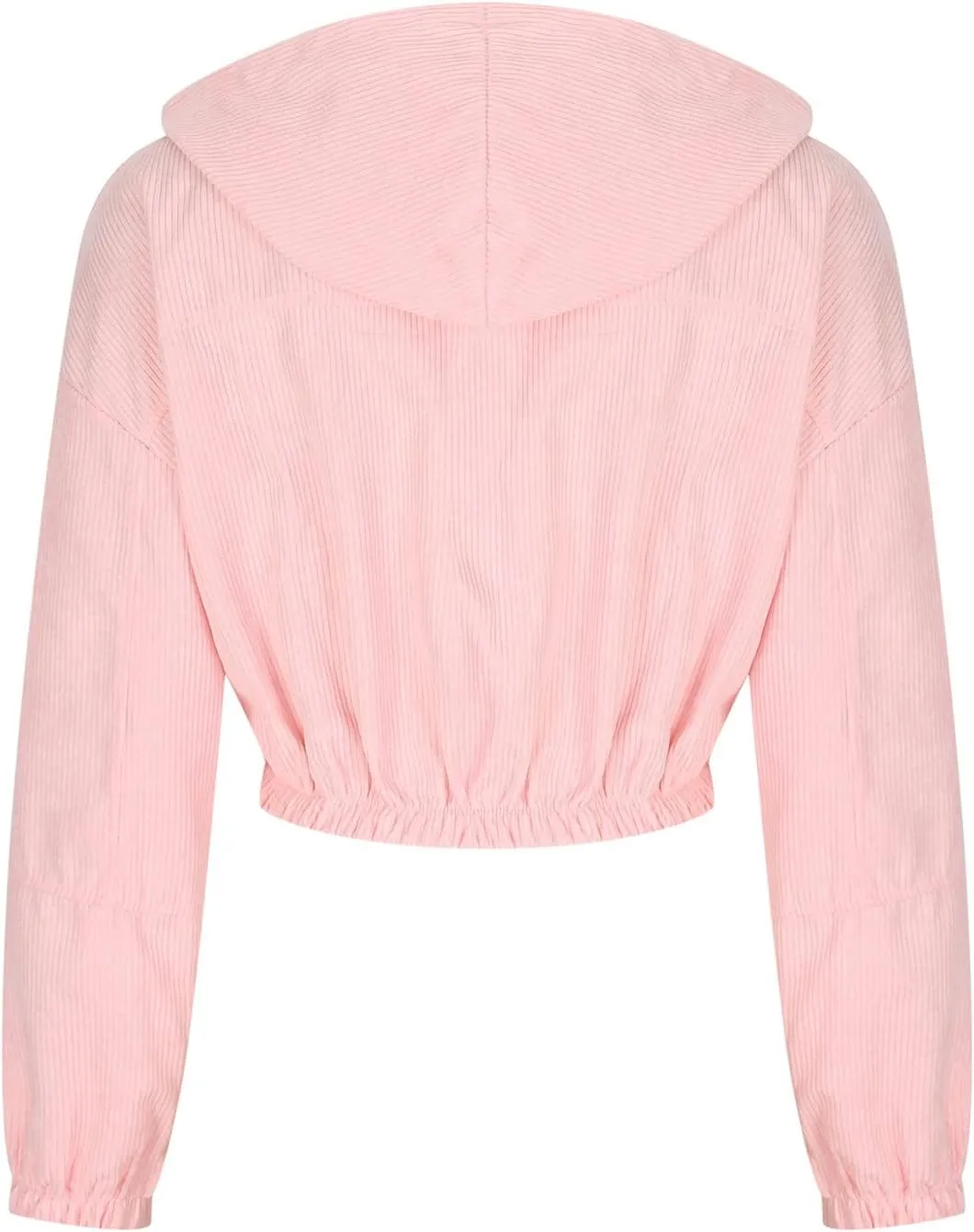 Women's Corduroy Jackets Cropped Hoodie Casual Workout Long Sleeve Crop Tops Zip Up Hoodies Sweatshirts w Pockets