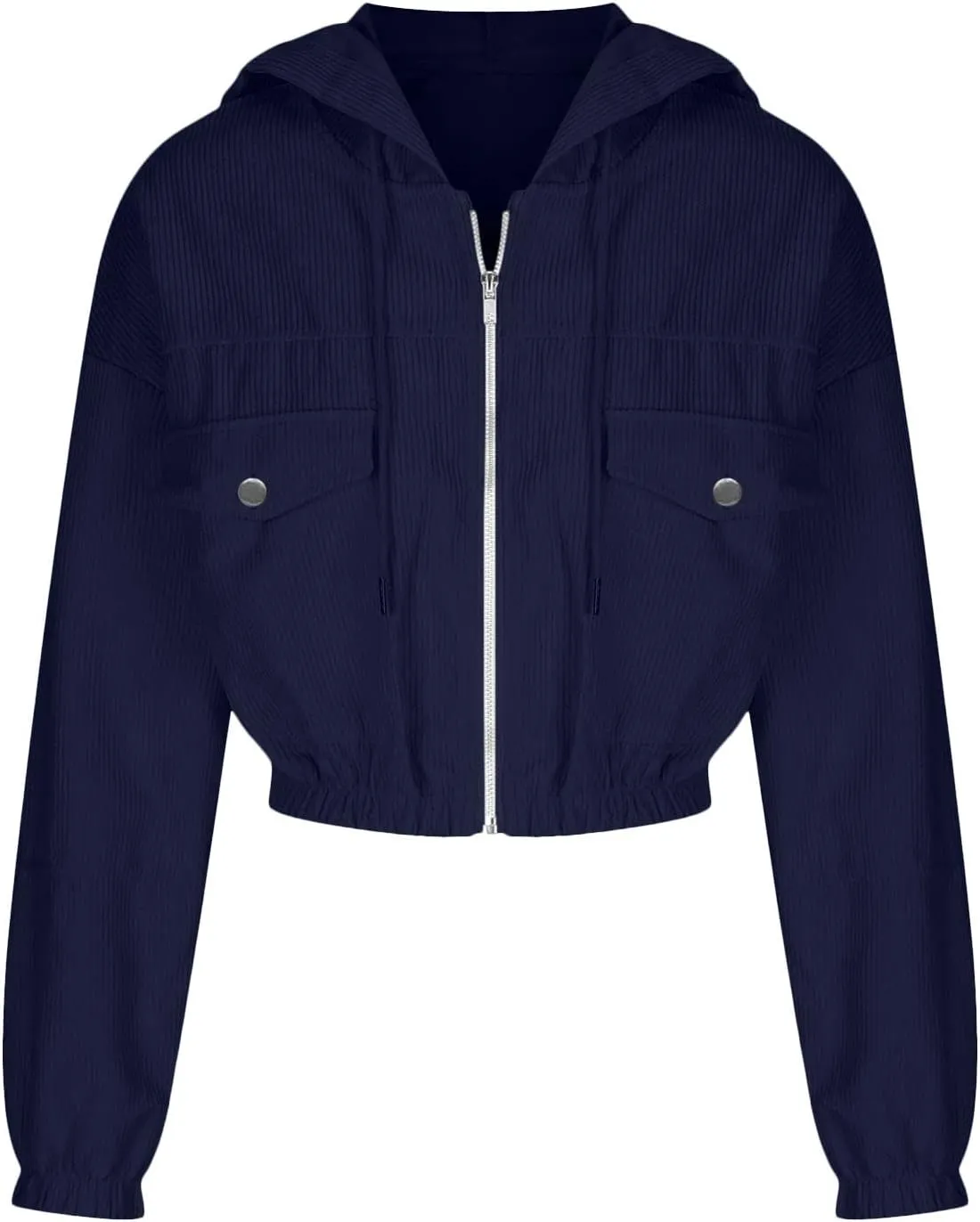 Women's Corduroy Jackets Cropped Hoodie Casual Workout Long Sleeve Crop Tops Zip Up Hoodies Sweatshirts w Pockets