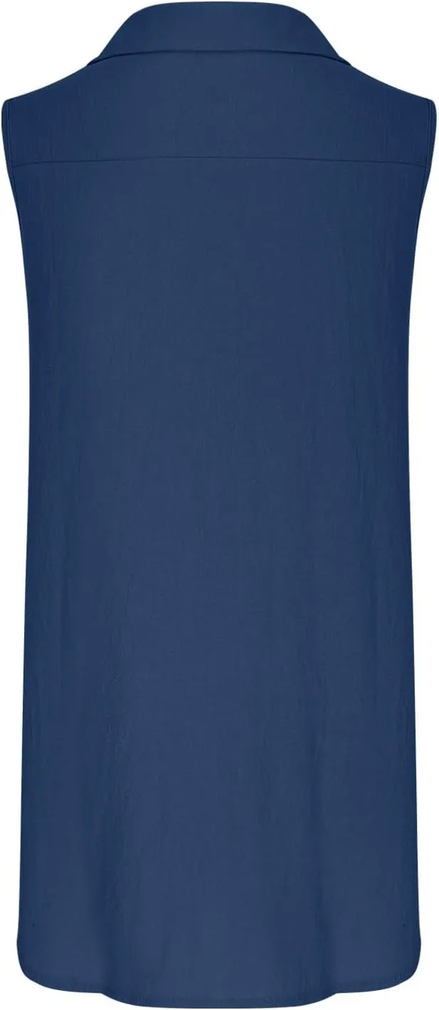 Womens Cotton Linen Sundress Summer Casual Short Sleeve Dresses Fashion Solid Color Loose V-Neck Pleated Dress