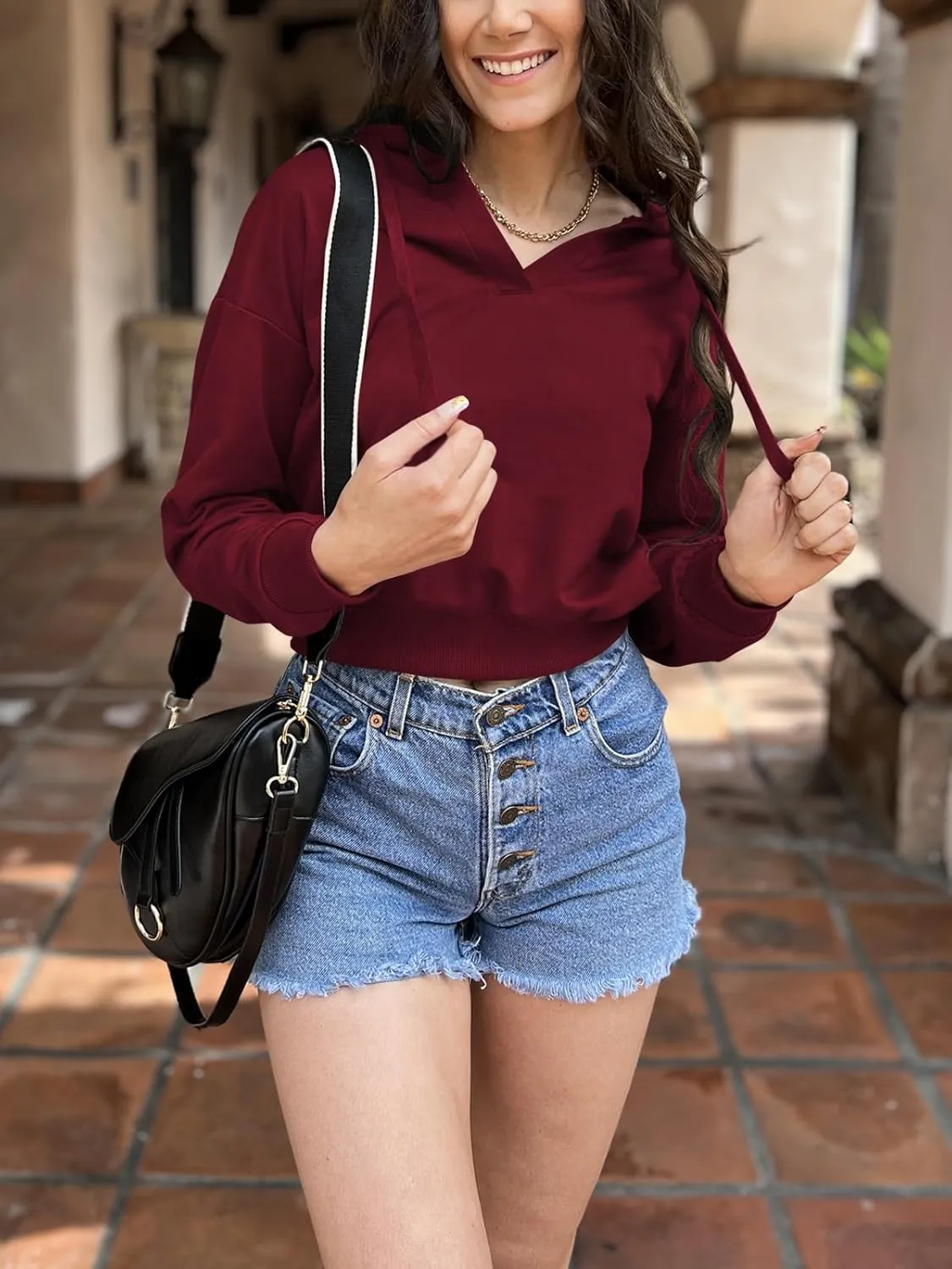 Womens Cropped Hoodie Crop Top Sweatshirts for Women Cropped Sweater