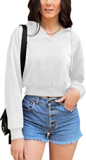 Womens Cropped Hoodie Crop Top Sweatshirts for Women Cropped Sweater