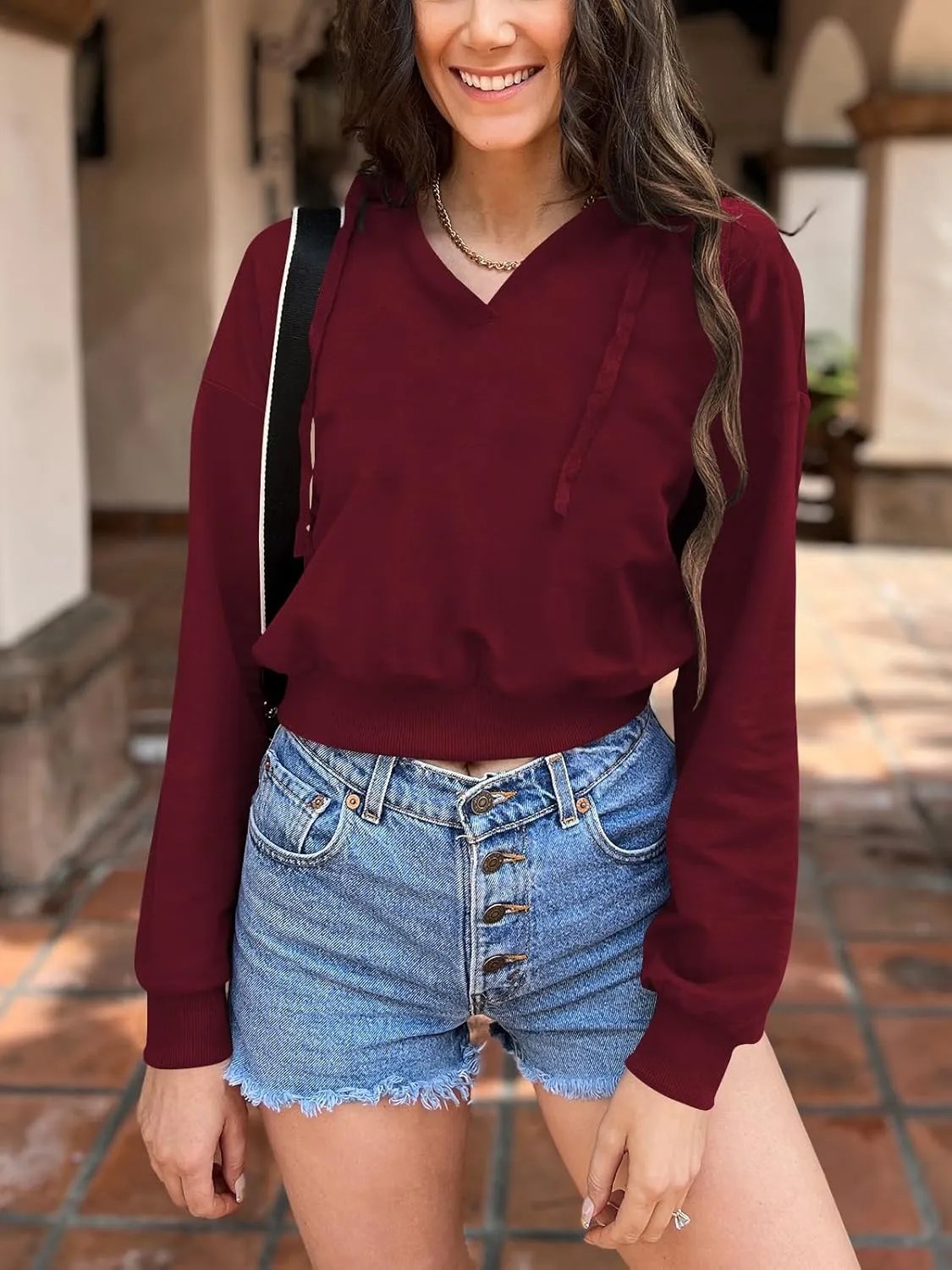Womens Cropped Hoodie Crop Top Sweatshirts for Women Cropped Sweater