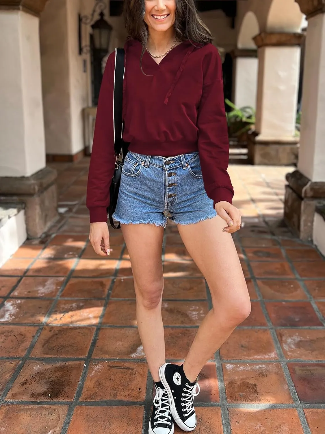 Womens Cropped Hoodie Crop Top Sweatshirts for Women Cropped Sweater