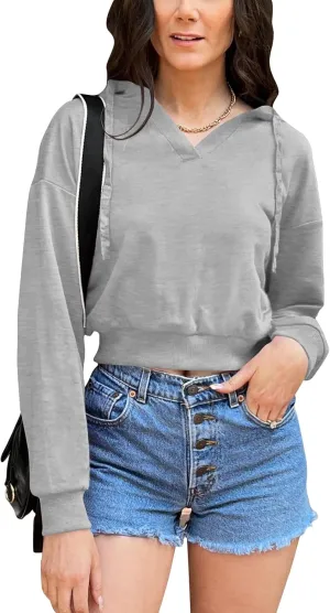 Womens Cropped Hoodie Crop Top Sweatshirts for Women Cropped Sweater