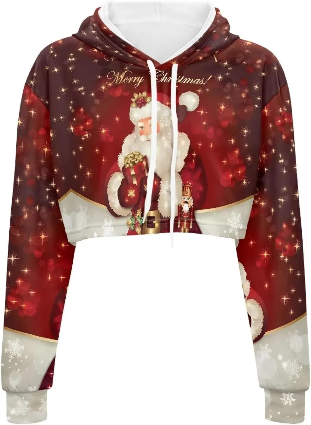 Women's Cropped Hoodies Long Sleeves Fleece Crop Top Sweatshirt with Hooded