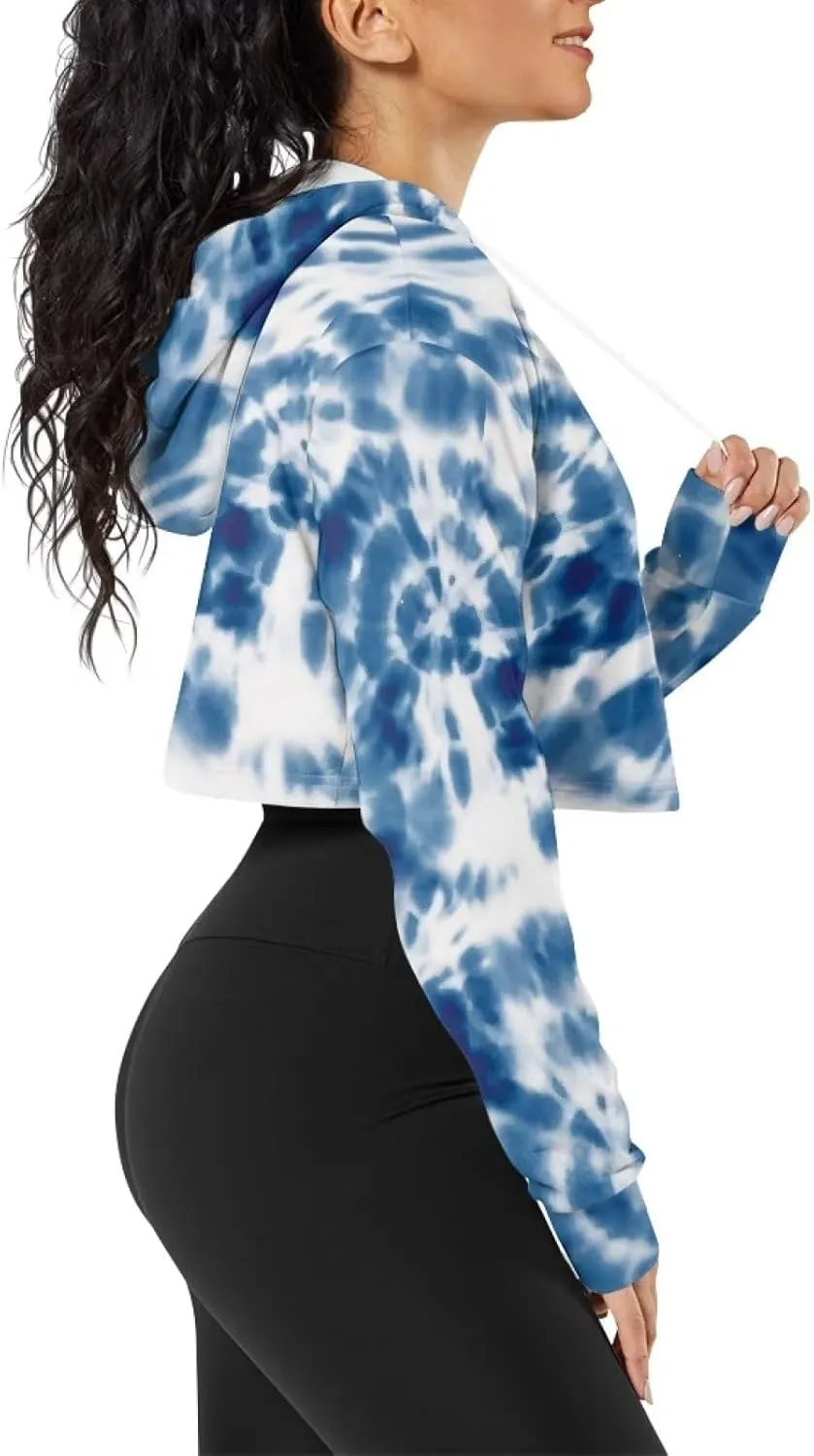 Women's Cropped Hoodies Long Sleeves Fleece Crop Top Sweatshirt with Hooded