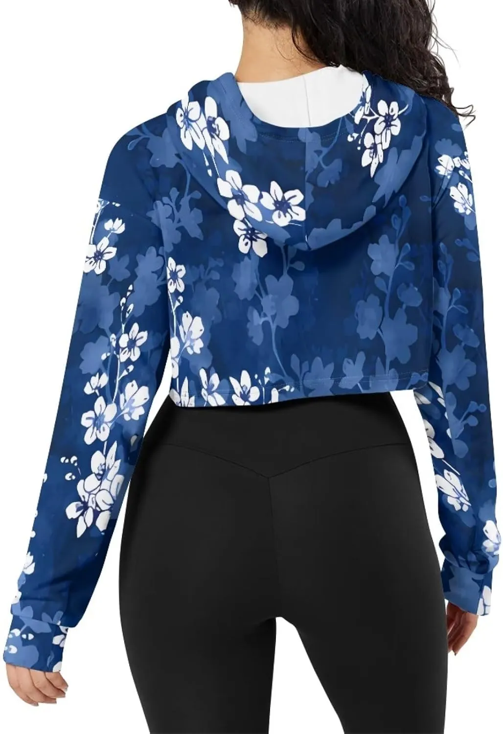 Women's Cropped Hoodies Long Sleeves Fleece Crop Top Sweatshirt with Hooded