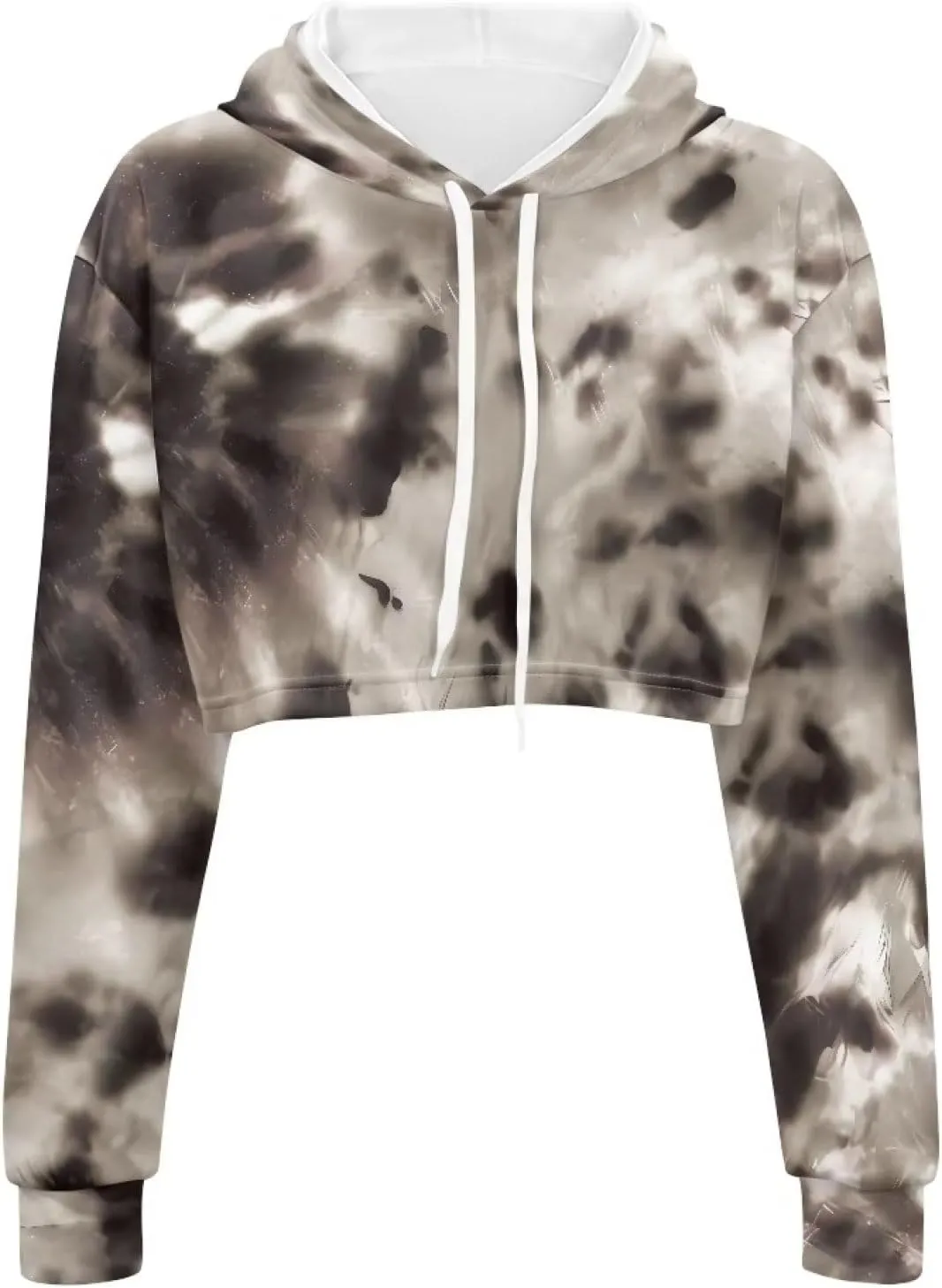 Women's Cropped Hoodies Long Sleeves Fleece Crop Top Sweatshirt with Hooded