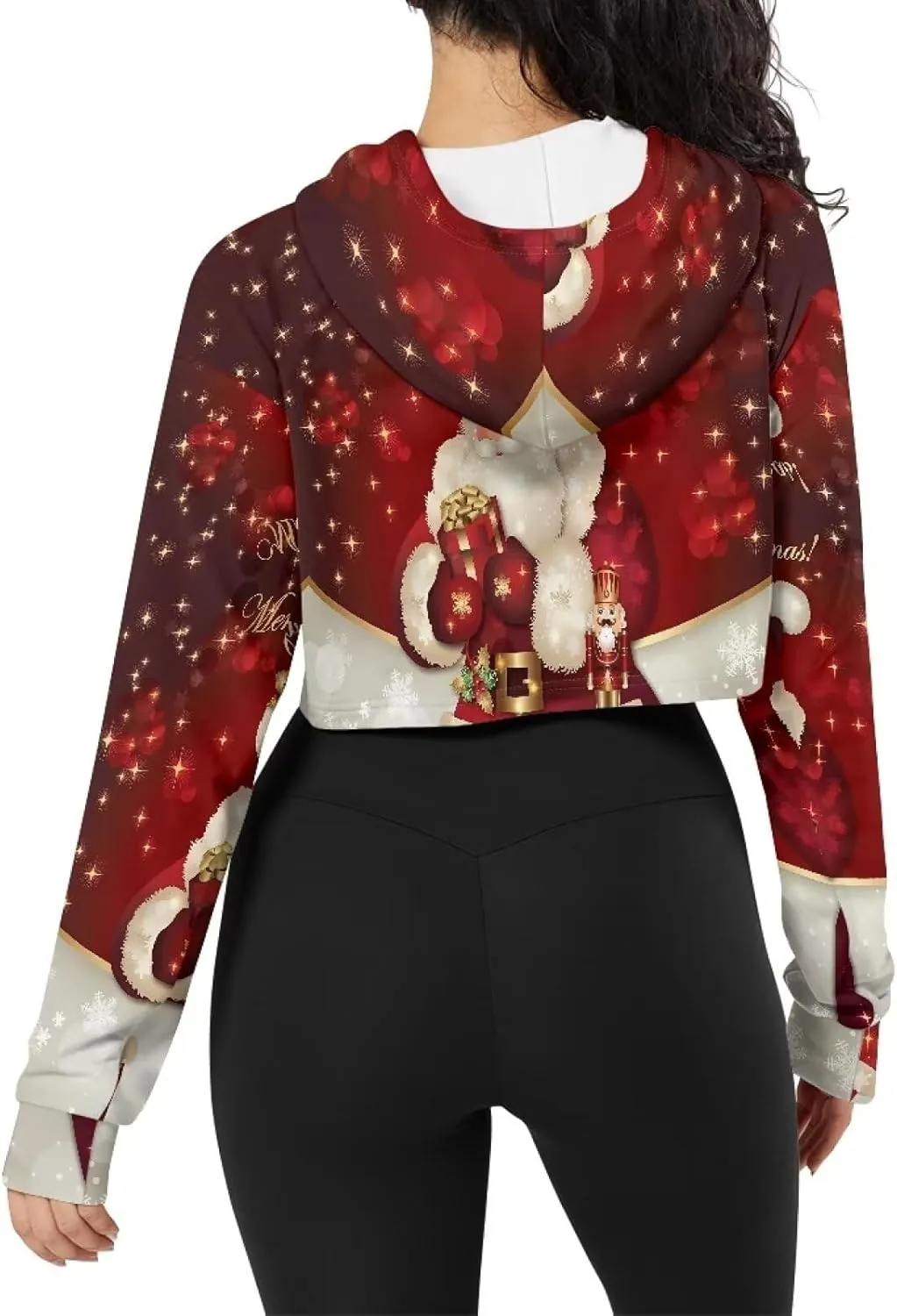 Women's Cropped Hoodies Long Sleeves Fleece Crop Top Sweatshirt with Hooded