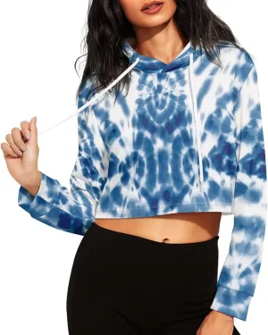 Women's Cropped Hoodies Long Sleeves Fleece Crop Top Sweatshirt with Hooded