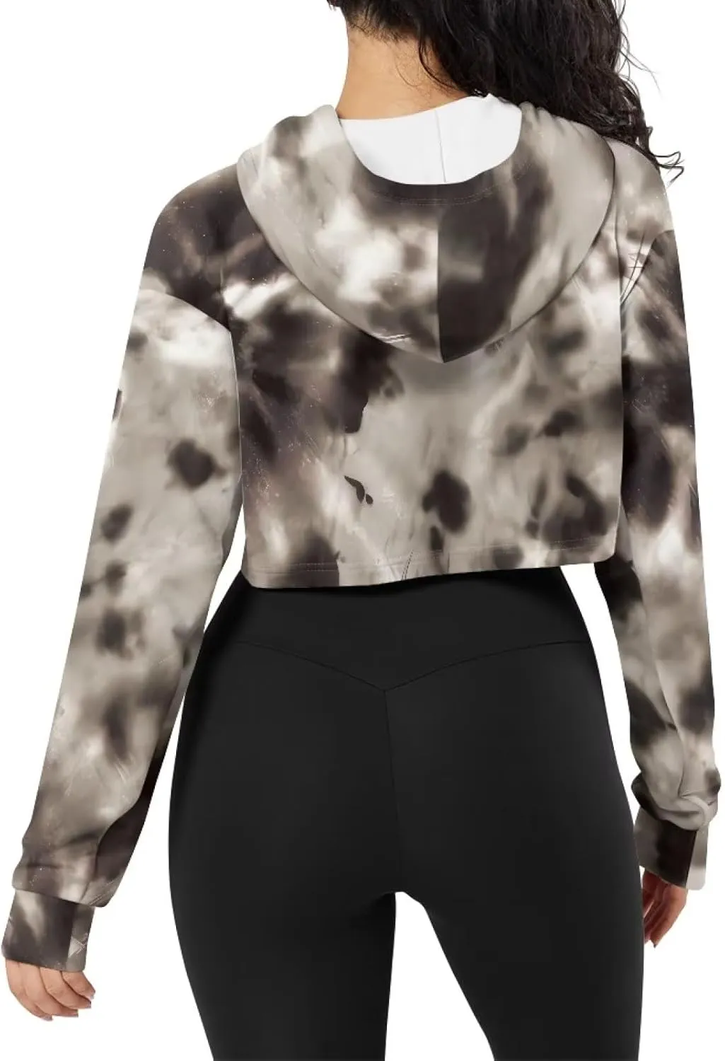 Women's Cropped Hoodies Long Sleeves Fleece Crop Top Sweatshirt with Hooded