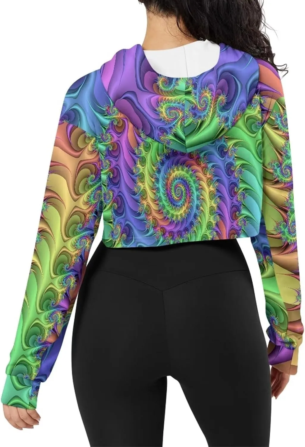 Women's Cropped Hoodies Long Sleeves Fleece Crop Top Sweatshirt with Hooded