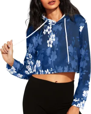 Women's Cropped Hoodies Long Sleeves Fleece Crop Top Sweatshirt with Hooded