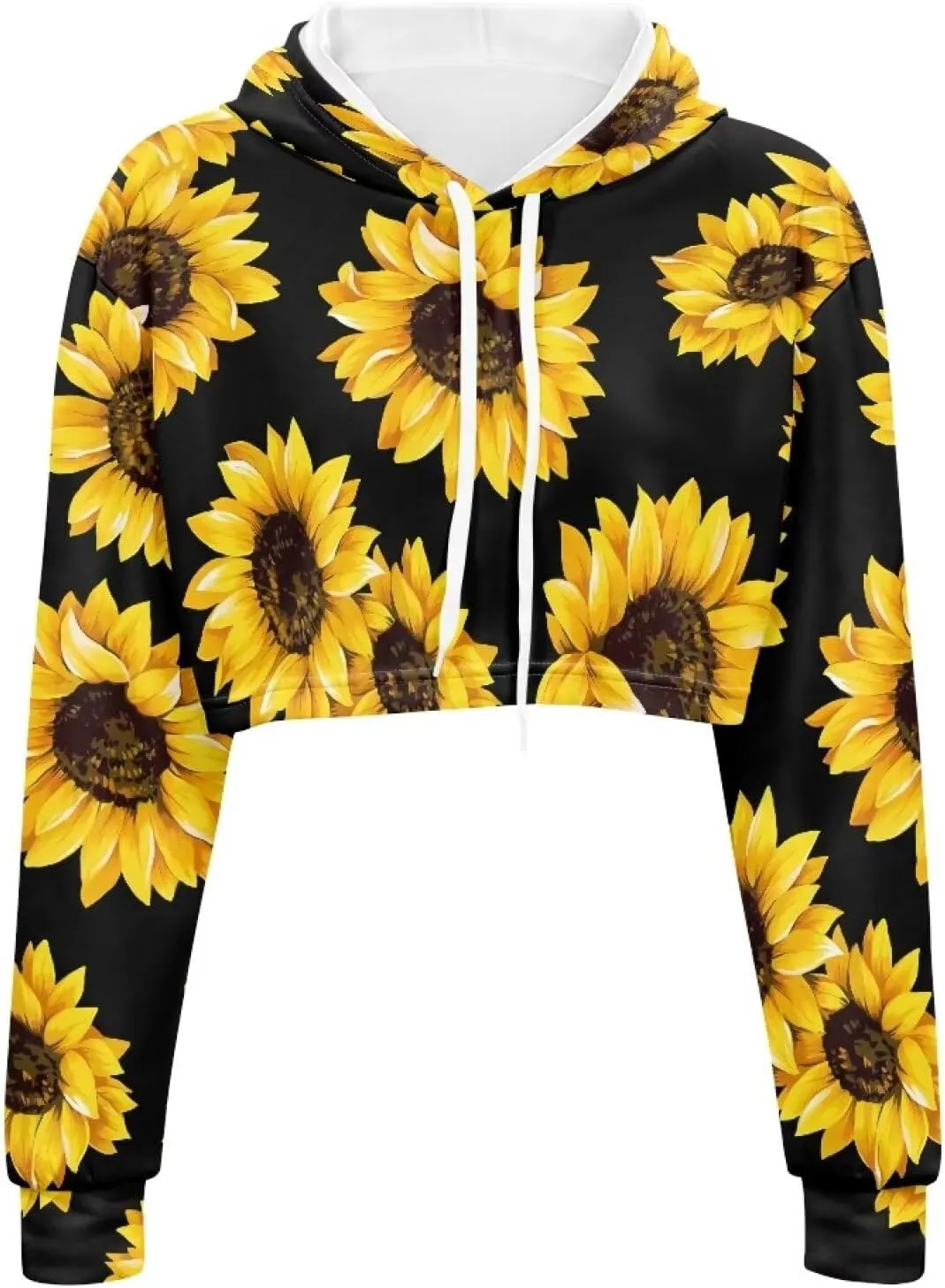 Women's Cropped Hoodies Long Sleeves Fleece Crop Top Sweatshirt with Hooded