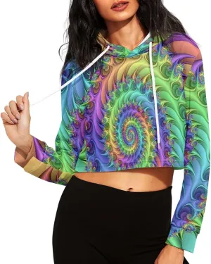 Women's Cropped Hoodies Long Sleeves Fleece Crop Top Sweatshirt with Hooded