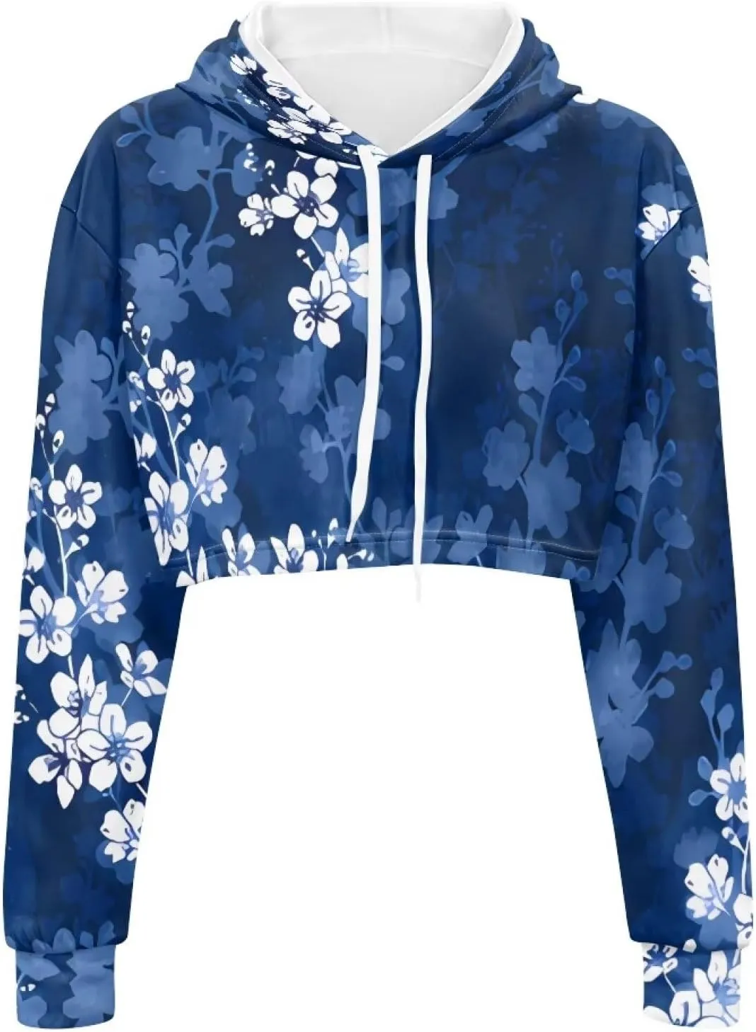 Women's Cropped Hoodies Long Sleeves Fleece Crop Top Sweatshirt with Hooded