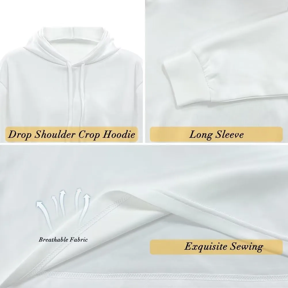Women's Cropped Hoodies Long Sleeves Fleece Crop Top Sweatshirt with Hooded