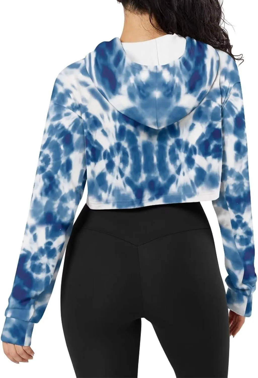 Women's Cropped Hoodies Long Sleeves Fleece Crop Top Sweatshirt with Hooded