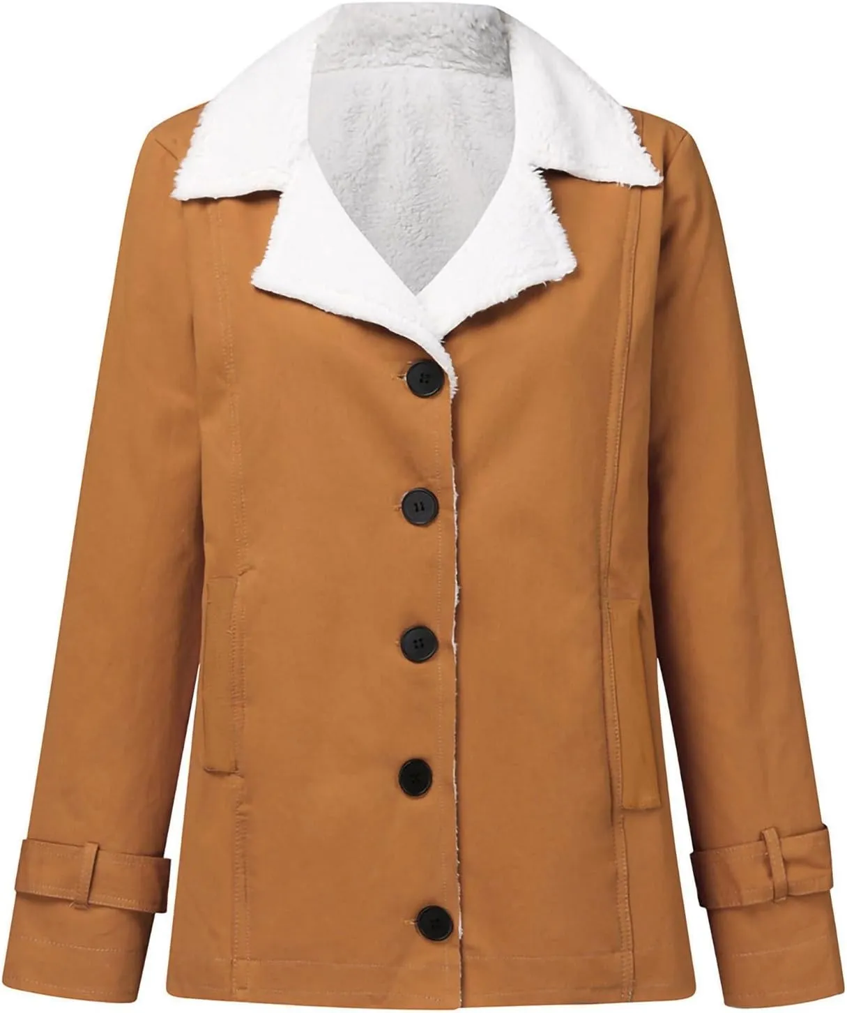Women's Down Jackets & Parkas, Short Fleece Lined Jacket Long Sleeve Outerwear Casual Lightweight Coats with Hood
