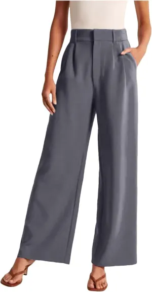 Womens Dress Pants Plus Size Wide Leg Work Pants Business Pants High Waist Chino Pants Straight Pants Comfy Trousers