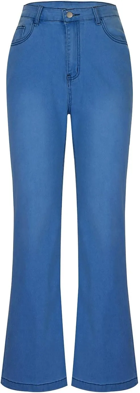 Womens Flare Jeans High Waisted Wide Leg Hip Hop Jean Stretch Denim Pantss Stretch Bootcut Casual Trousers