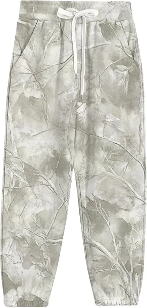Womens Fleece Camo Sweatpants High Waisted Joggers Pants Casual Baggy Aesthetic Warm Trousers with Pockets