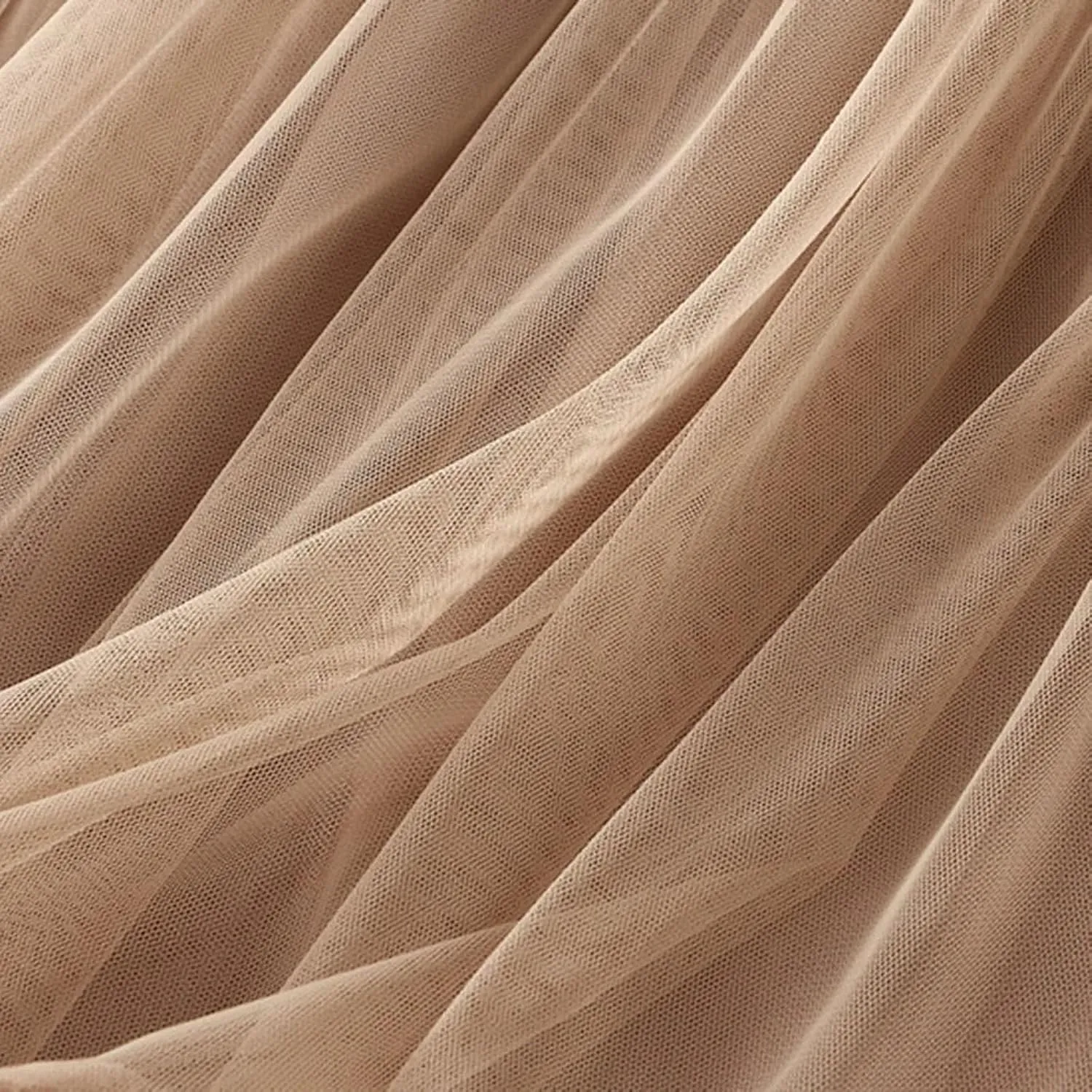 Women's Layered Tulle A Line Skirts Elastic High Waist Casual Midi Length Skirt