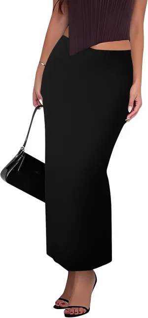 Women's Long Pencil Skirt - High Waisted Summer Fall Y2K Club Bodycon Tight Maxi Skirts