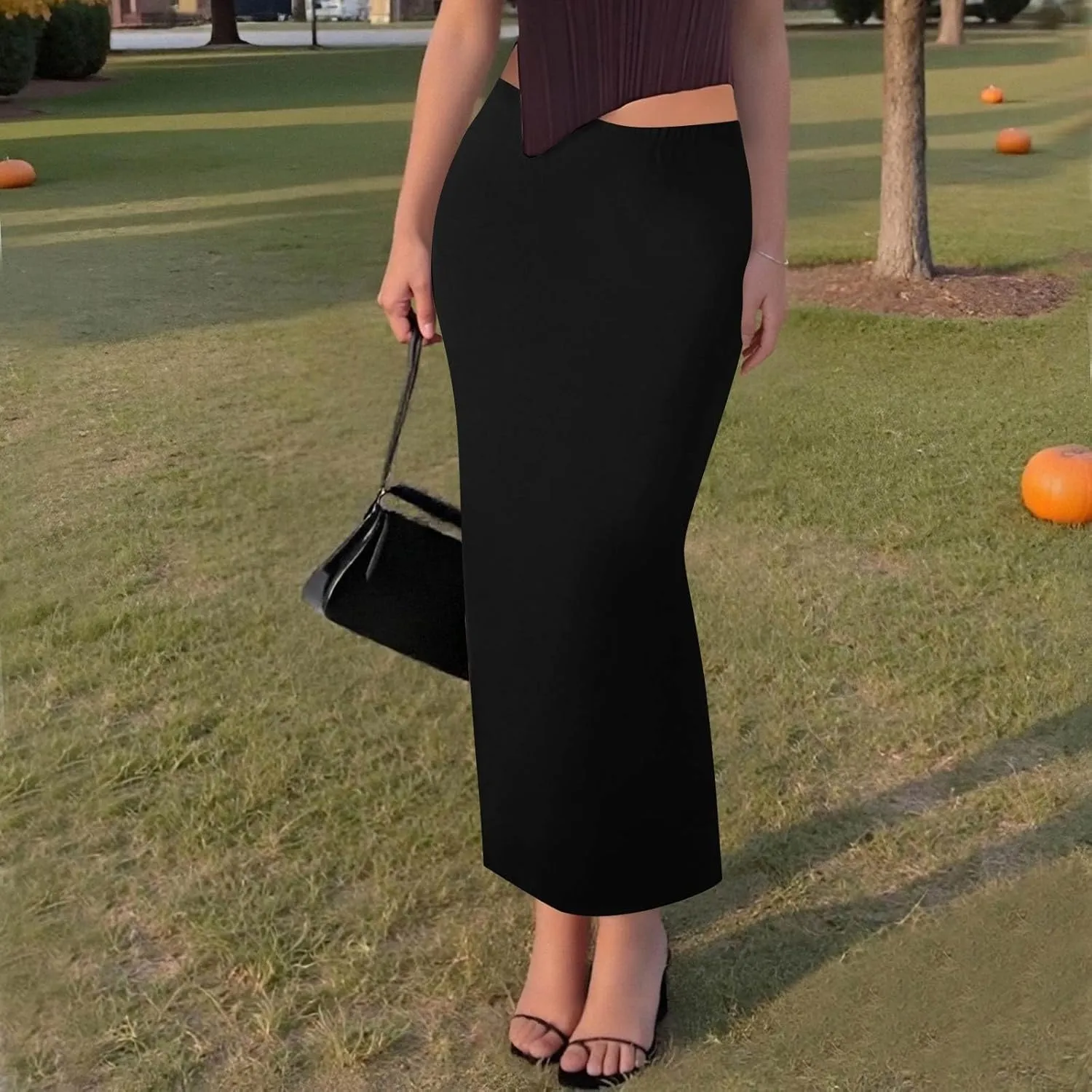 Women's Long Pencil Skirt - High Waisted Summer Fall Y2K Club Bodycon Tight Maxi Skirts