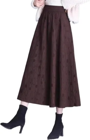 Women's Long Skirt Autumn-Winter Knit Long A Line Skirts for Women