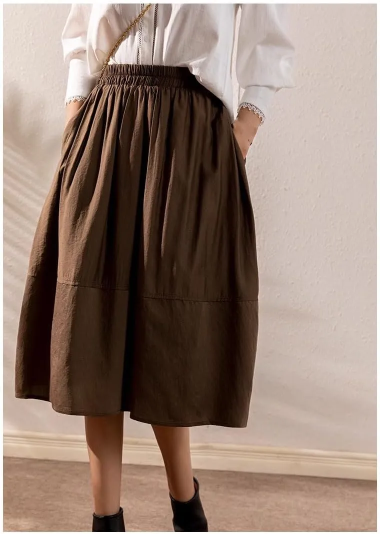 Women's Long Skirt High-Waist Retro Casual A Line Skirts for Women
