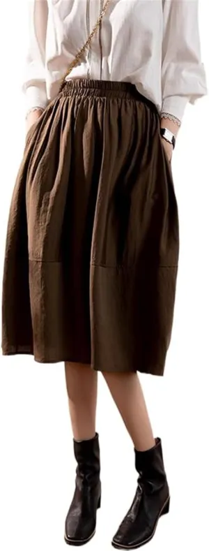 Women's Long Skirt High-Waist Retro Casual A Line Skirts for Women