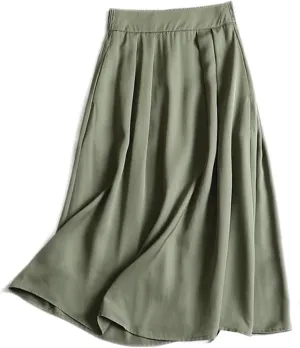 Women's Long Skirt Japanese Summer Casual Mid-Length A Line Skirts for Women