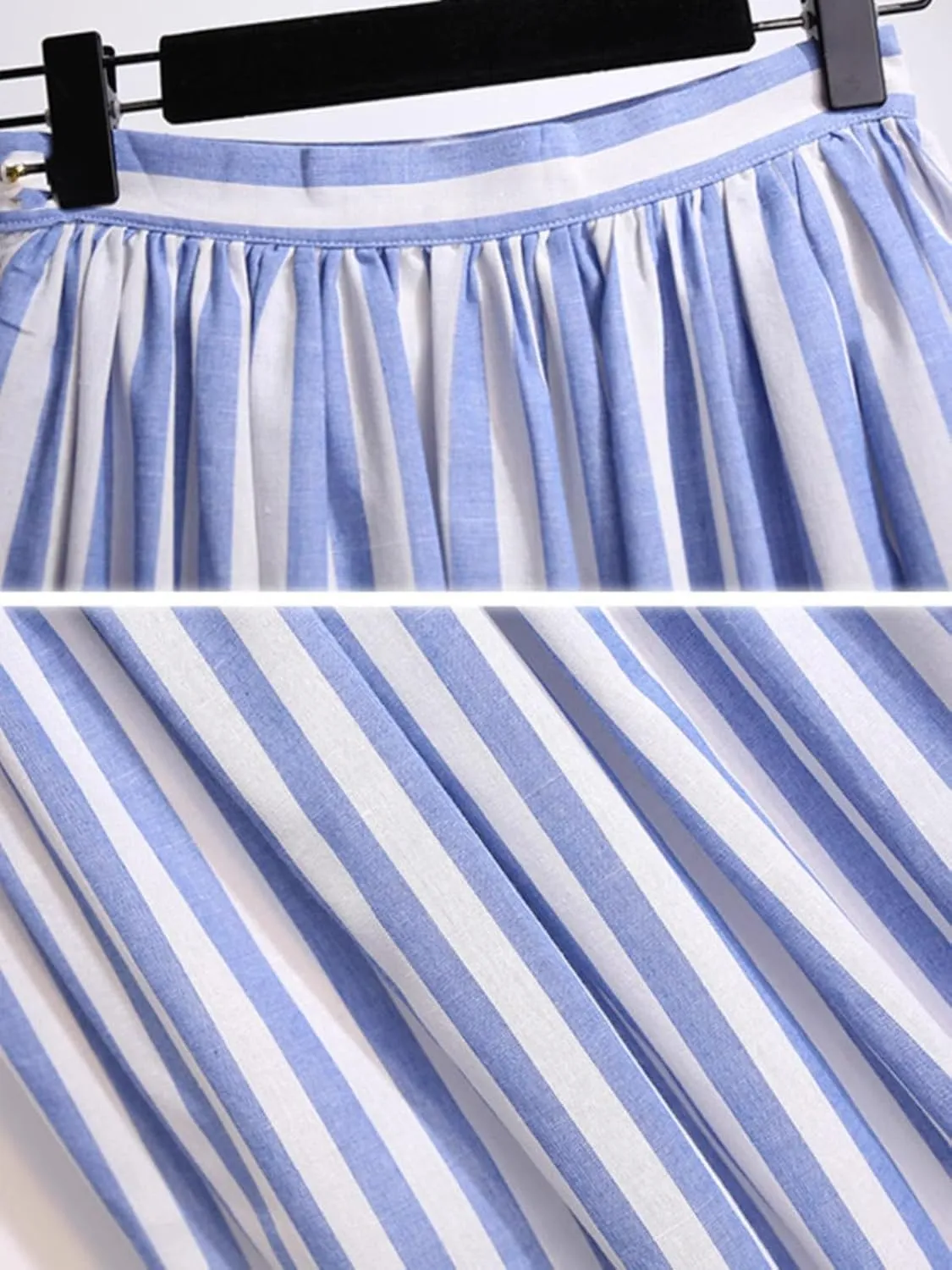 Women's Long Skirt Linen Summer Striped Mid-Length A Line Skirts for Women