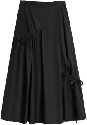 Women's Long Skirt Mid-Length Stretch Black A Line Skirts for Women