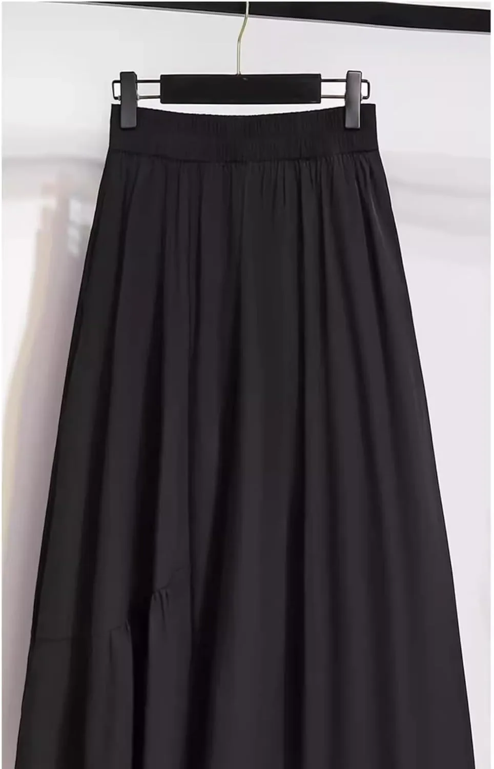 Women's Long Skirt Mid-Length Stretch Black A Line Skirts for Women