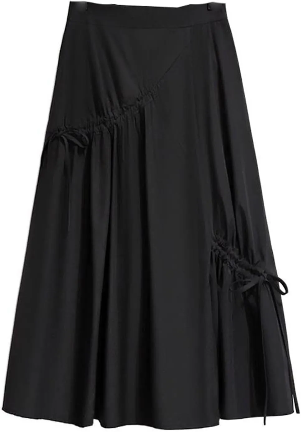 Women's Long Skirt Mid-Length Stretch Black A Line Skirts for Women