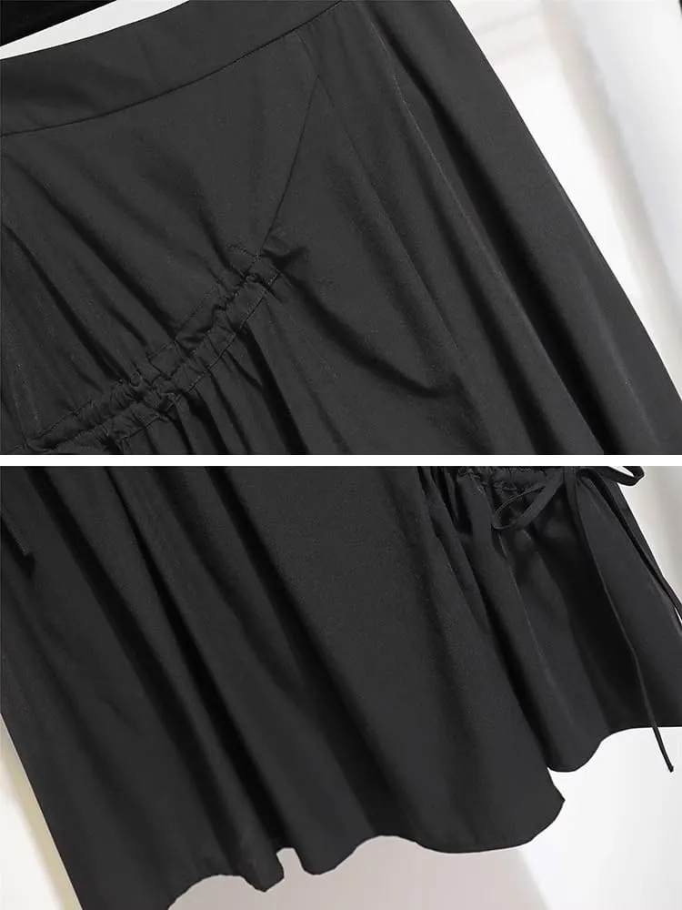 Women's Long Skirt Mid-Length Stretch Black A Line Skirts for Women