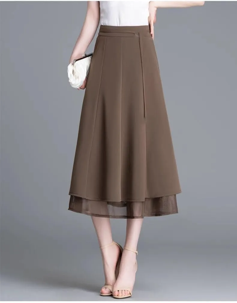Women's Long Skirt Spring-Autumn Mid-Length Casual A Line Skirts for Women