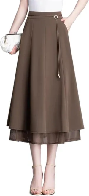 Women's Long Skirt Spring-Autumn Mid-Length Casual A Line Skirts for Women